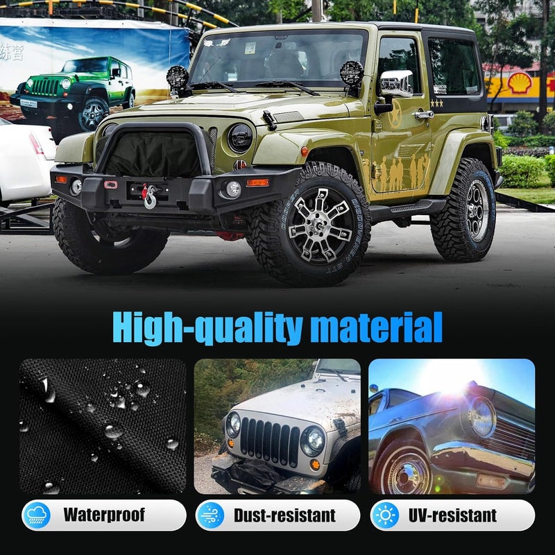 Royitay Small Winch Cover,Upgraded Heavy Duty Waterproof Dust-proof Winch Protection Cover for 2500 to 5500 lbs Electric Winches,Trailer Winch Covers,UV-resistant,Black-17" W x 6.7" D x 6.3" H - Image 3
